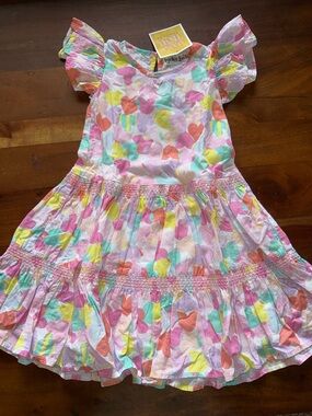 Lucky Jade Multicolor Heart-Print Ruffle Tiered‎ Dress